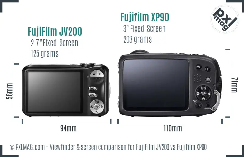 FujiFilm JV200 vs Fujifilm XP90 Screen and Viewfinder comparison