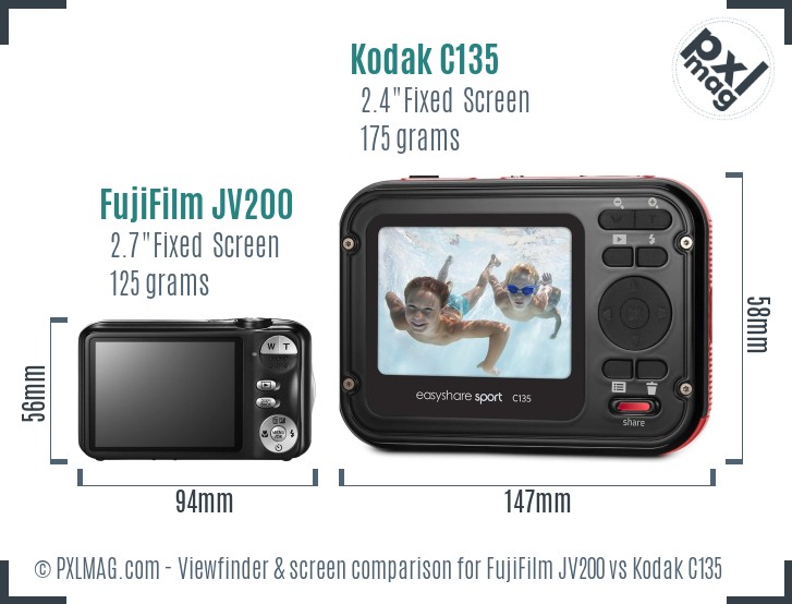 FujiFilm JV200 vs Kodak C135 Screen and Viewfinder comparison