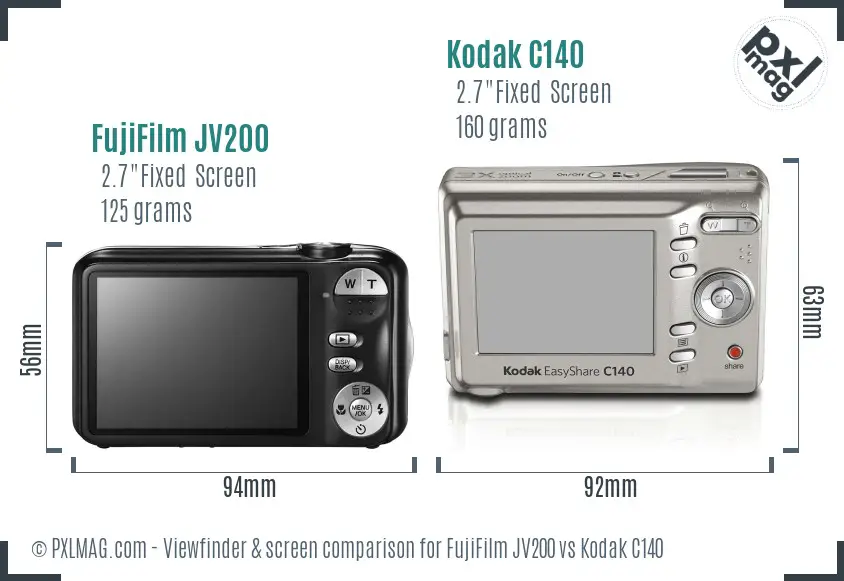 FujiFilm JV200 vs Kodak C140 Screen and Viewfinder comparison