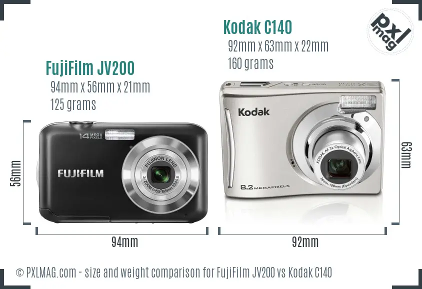 FujiFilm JV200 vs Kodak C140 size comparison
