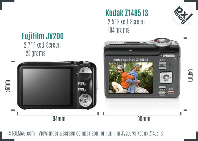 FujiFilm JV200 vs Kodak Z1485 IS Screen and Viewfinder comparison FujiFilm JV200 vs Kodak Z1485 IS Screen and Viewfinder comparison