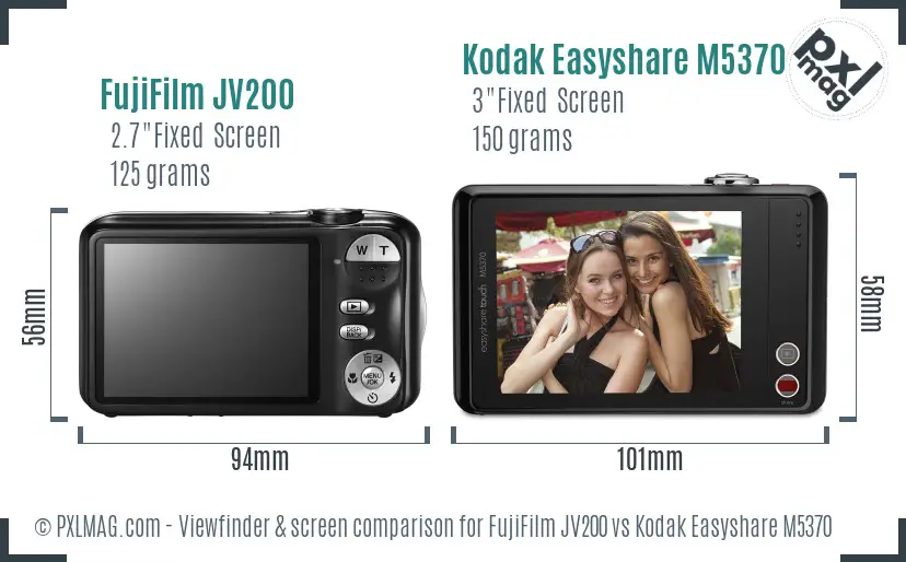 FujiFilm JV200 vs Kodak Easyshare M5370 Screen and Viewfinder comparison FujiFilm JV200 vs Kodak Easyshare M5370 Screen and Viewfinder comparison