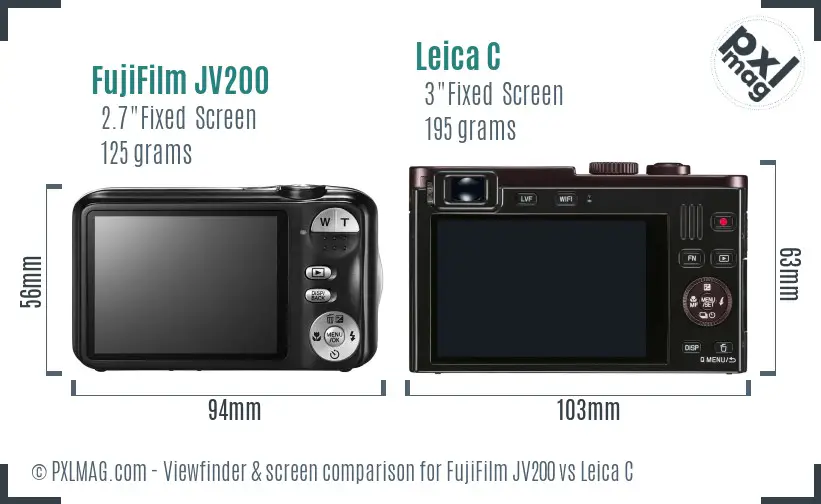 FujiFilm JV200 vs Leica C Screen and Viewfinder comparison