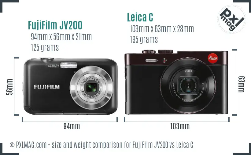 FujiFilm JV200 vs Leica C size comparison