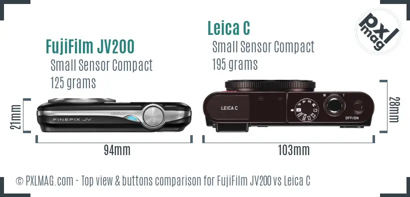 FujiFilm JV200 vs Leica C top view buttons comparison