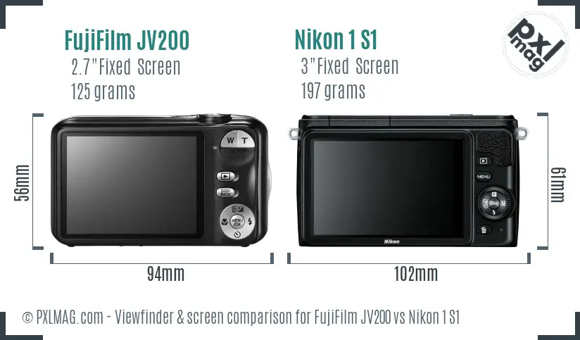 FujiFilm JV200 vs Nikon 1 S1 Screen and Viewfinder comparison