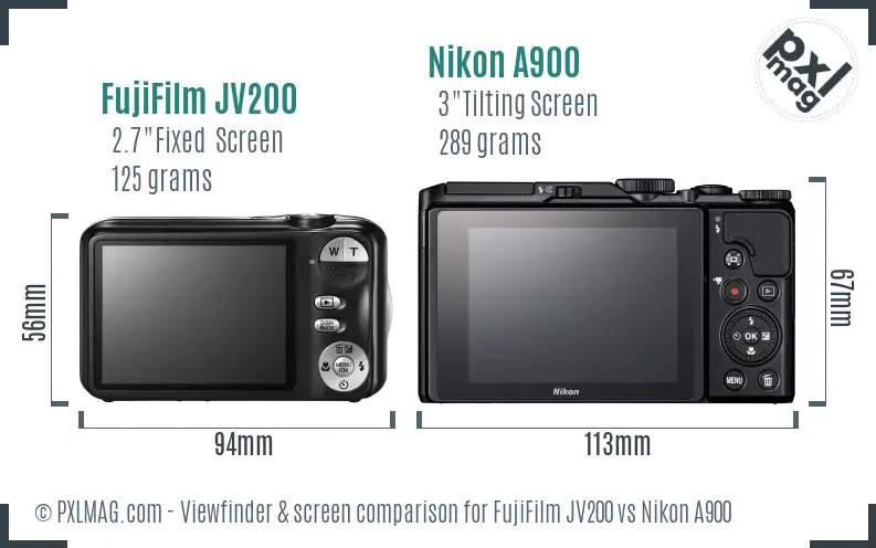 FujiFilm JV200 vs Nikon A900 Screen and Viewfinder comparison FujiFilm JV200 vs Nikon A900 Screen and Viewfinder comparison