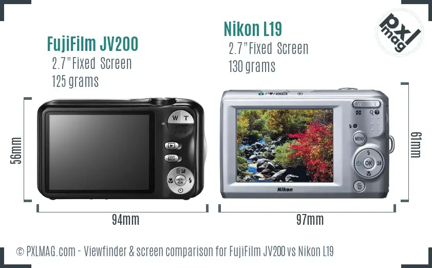 FujiFilm JV200 vs Nikon L19 Screen and Viewfinder comparison