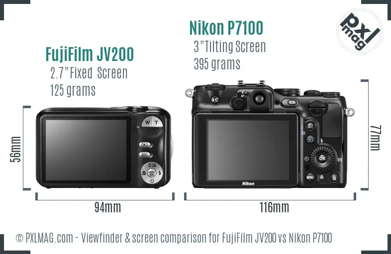FujiFilm JV200 vs Nikon P7100 Screen and Viewfinder comparison