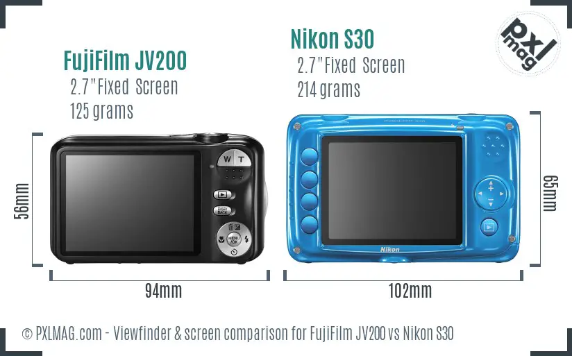 FujiFilm JV200 vs Nikon S30 Screen and Viewfinder comparison FujiFilm JV200 vs Nikon S30 Screen and Viewfinder comparison