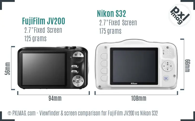 FujiFilm JV200 vs Nikon S32 Screen and Viewfinder comparison FujiFilm JV200 vs Nikon S32 Screen and Viewfinder comparison