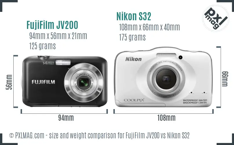 FujiFilm JV200 vs Nikon S32 size comparison FujiFilm JV200 vs Nikon S32 size comparison