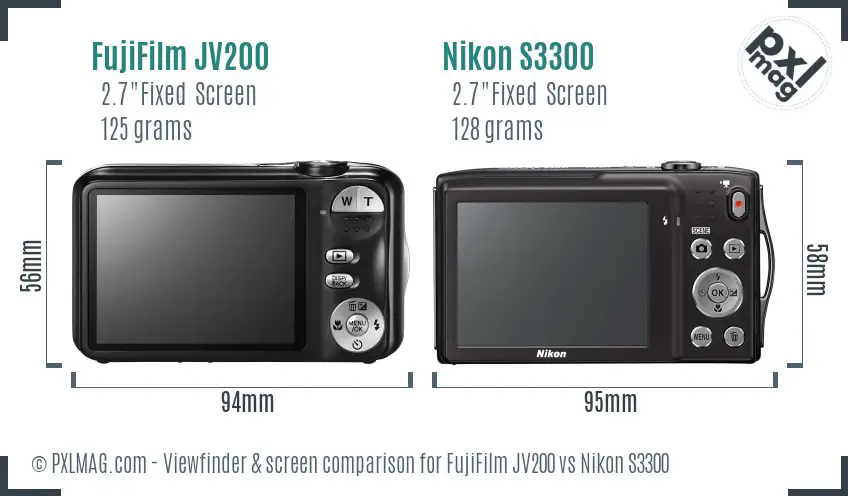 FujiFilm JV200 vs Nikon S3300 Screen and Viewfinder comparison FujiFilm JV200 vs Nikon S3300 Screen and Viewfinder comparison