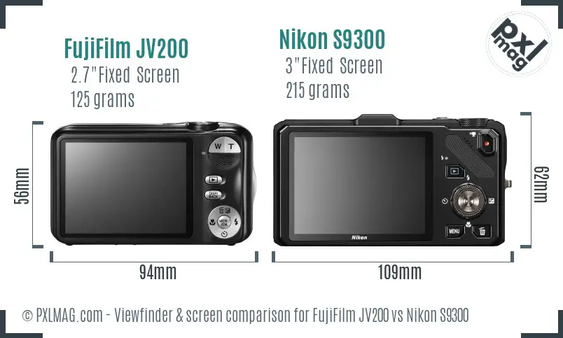 FujiFilm JV200 vs Nikon S9300 Screen and Viewfinder comparison