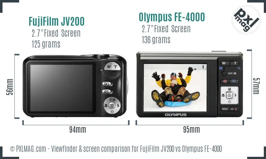 FujiFilm JV200 vs Olympus FE-4000 Screen and Viewfinder comparison FujiFilm JV200 vs Olympus FE-4000 Screen and Viewfinder comparison
