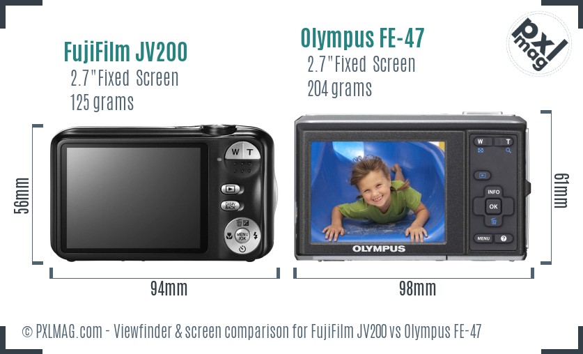 FujiFilm JV200 vs Olympus FE-47 Screen and Viewfinder comparison