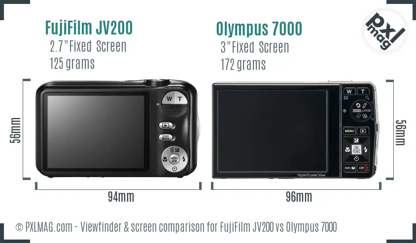FujiFilm JV200 vs Olympus 7000 Screen and Viewfinder comparison