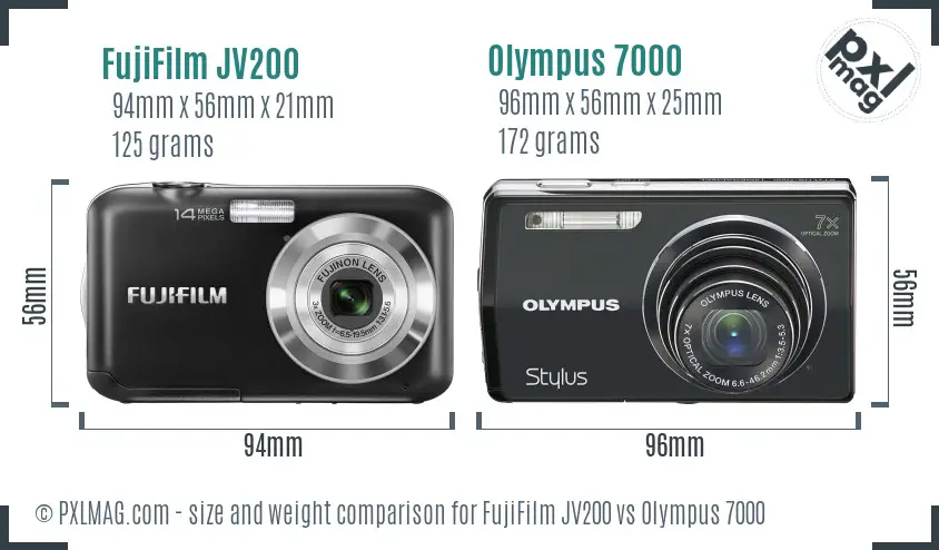 FujiFilm JV200 vs Olympus 7000 size comparison