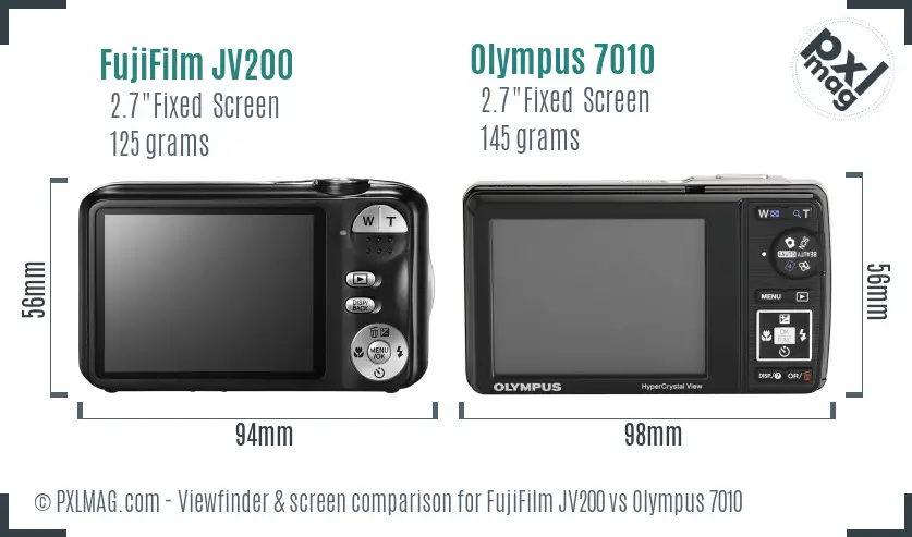 FujiFilm JV200 vs Olympus 7010 Screen and Viewfinder comparison FujiFilm JV200 vs Olympus 7010 Screen and Viewfinder comparison