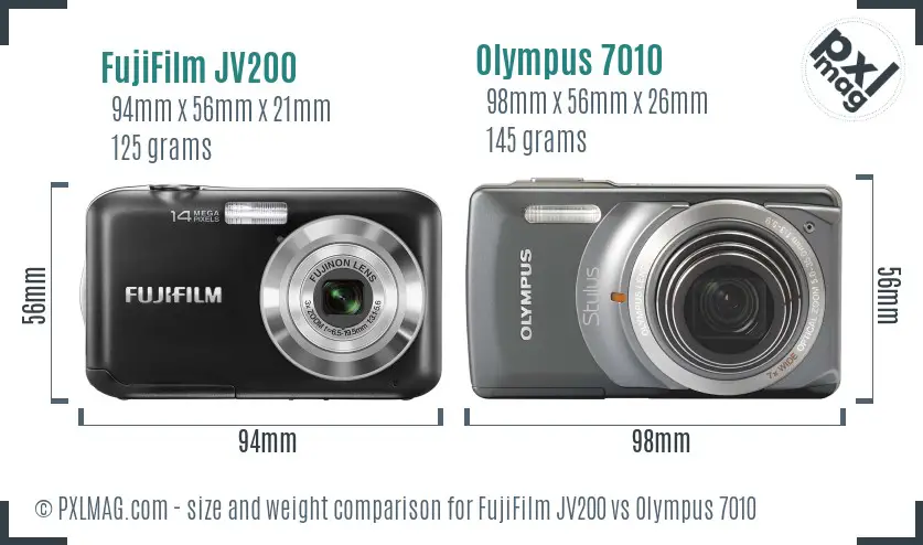 FujiFilm JV200 vs Olympus 7010 size comparison FujiFilm JV200 vs Olympus 7010 size comparison