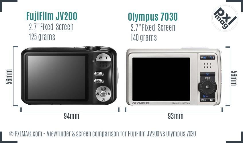 FujiFilm JV200 vs Olympus 7030 Screen and Viewfinder comparison