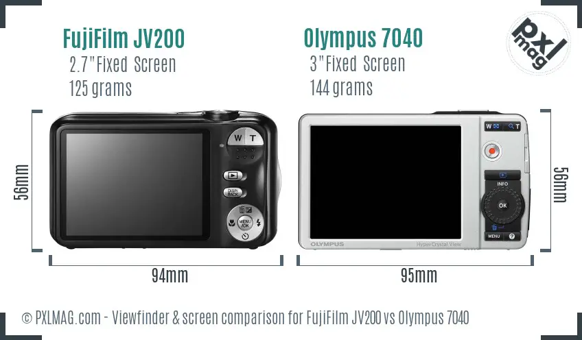 FujiFilm JV200 vs Olympus 7040 Screen and Viewfinder comparison