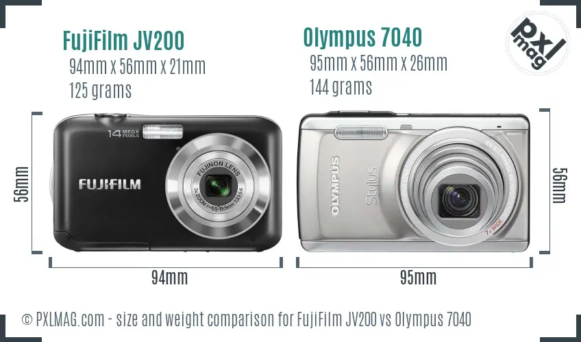 FujiFilm JV200 vs Olympus 7040 size comparison