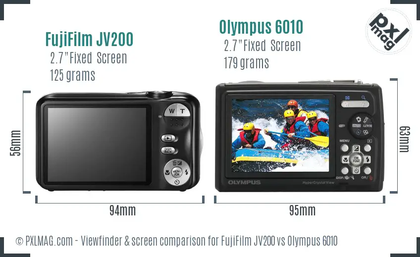 FujiFilm JV200 vs Olympus 6010 Screen and Viewfinder comparison