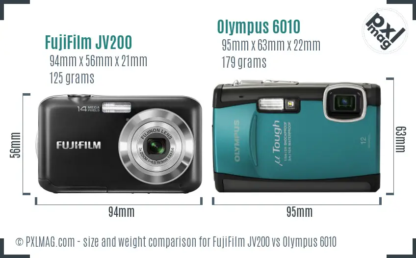 FujiFilm JV200 vs Olympus 6010 size comparison