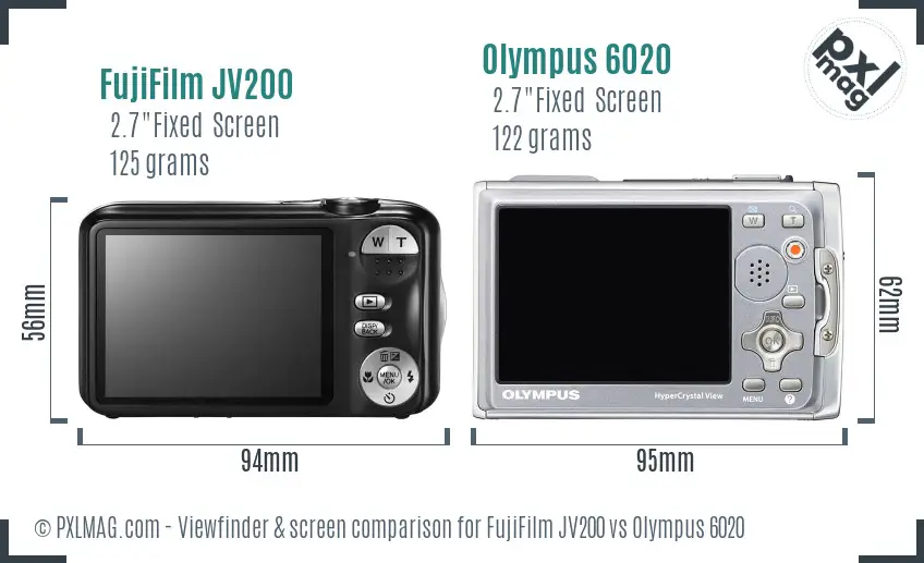 FujiFilm JV200 vs Olympus 6020 Screen and Viewfinder comparison