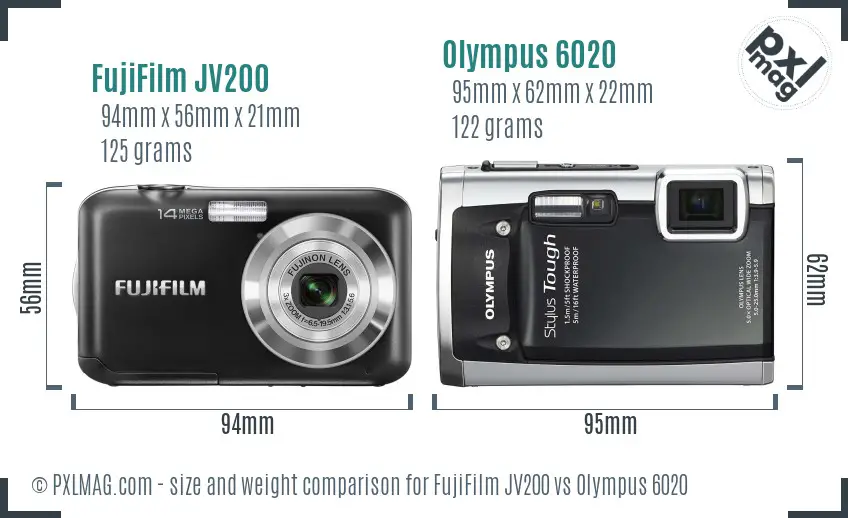 FujiFilm JV200 vs Olympus 6020 size comparison