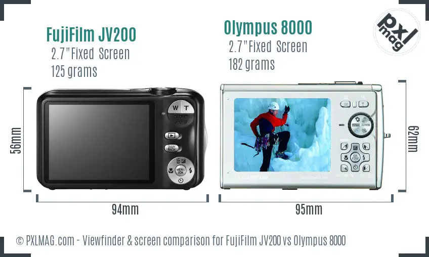 FujiFilm JV200 vs Olympus 8000 Screen and Viewfinder comparison