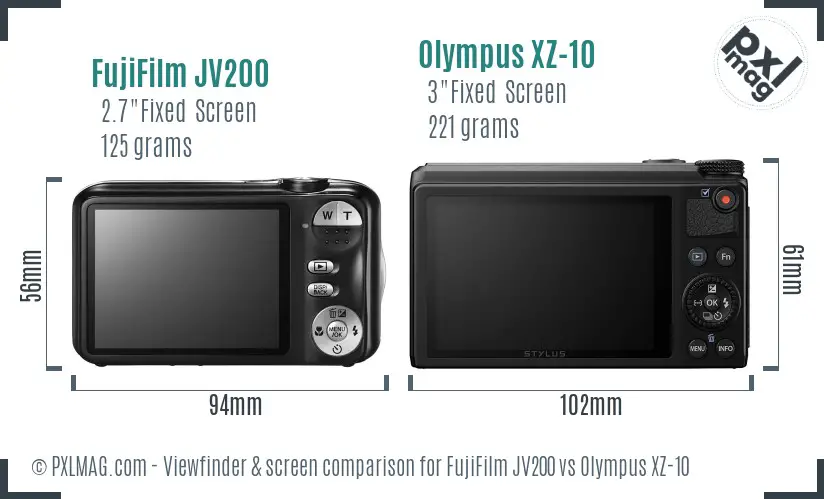 FujiFilm JV200 vs Olympus XZ-10 Screen and Viewfinder comparison