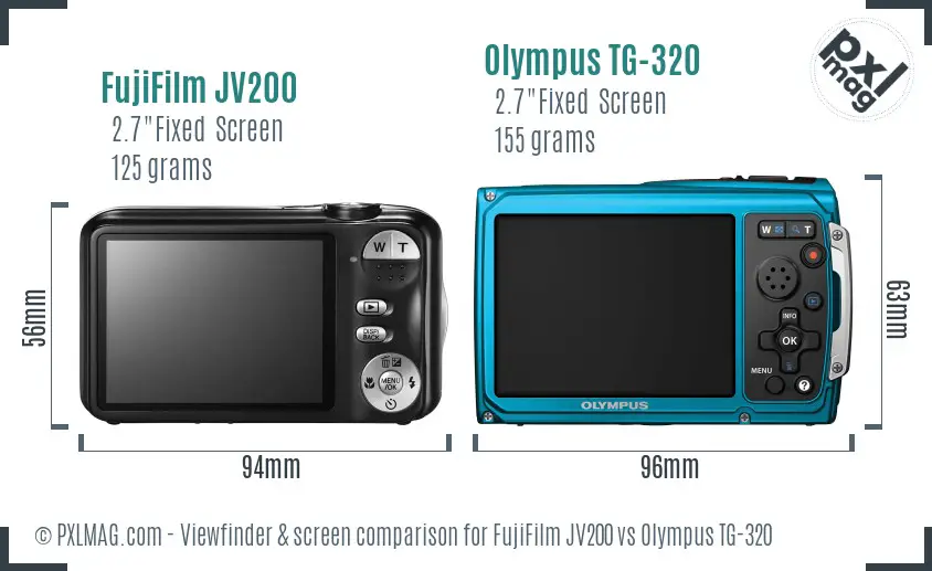 FujiFilm JV200 vs Olympus TG-320 Screen and Viewfinder comparison