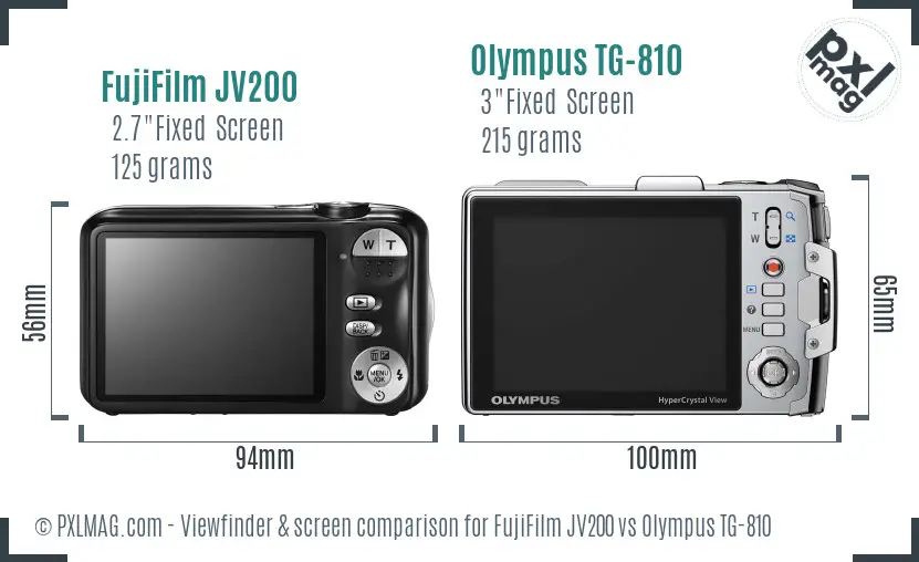 FujiFilm JV200 vs Olympus TG-810 Screen and Viewfinder comparison