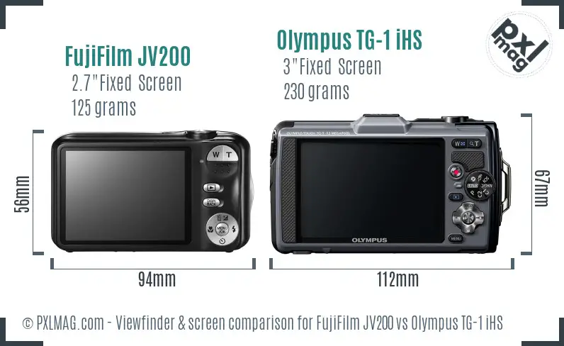 FujiFilm JV200 vs Olympus TG-1 iHS Screen and Viewfinder comparison