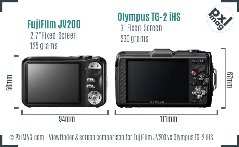 FujiFilm JV200 vs Olympus TG-2 iHS Screen and Viewfinder comparison