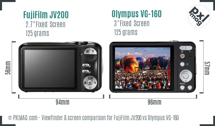 FujiFilm JV200 vs Olympus VG-160 Screen and Viewfinder comparison