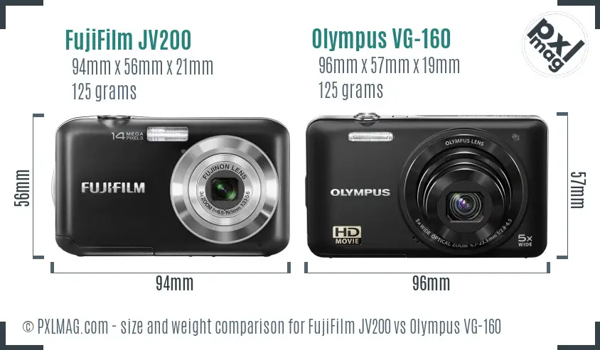 FujiFilm JV200 vs Olympus VG-160 size comparison