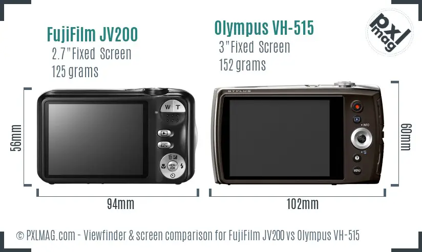 FujiFilm JV200 vs Olympus VH-515 Screen and Viewfinder comparison