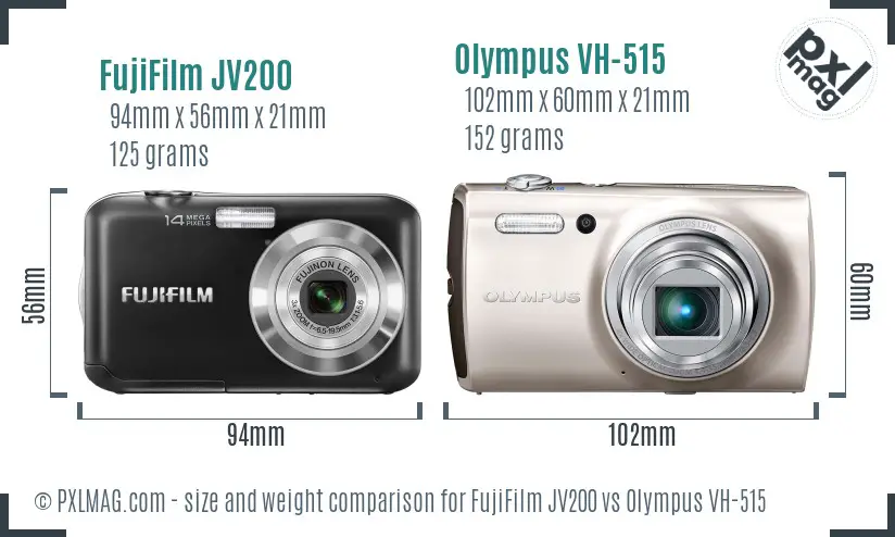 FujiFilm JV200 vs Olympus VH-515 size comparison