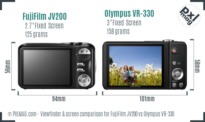 FujiFilm JV200 vs Olympus VR-330 Screen and Viewfinder comparison FujiFilm JV200 vs Olympus VR-330 Screen and Viewfinder comparison