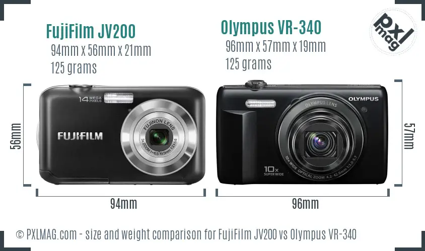 FujiFilm JV200 vs Olympus VR-340 size comparison