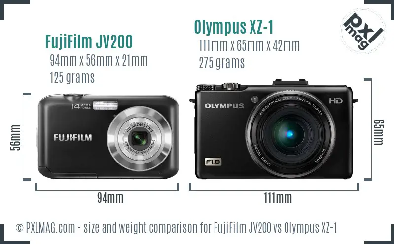 FujiFilm JV200 vs Olympus XZ-1 size comparison