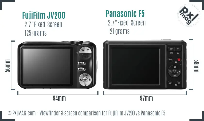 FujiFilm JV200 vs Panasonic F5 Screen and Viewfinder comparison