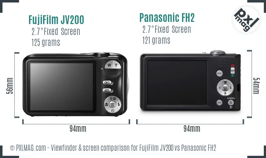 FujiFilm JV200 vs Panasonic FH2 Screen and Viewfinder comparison