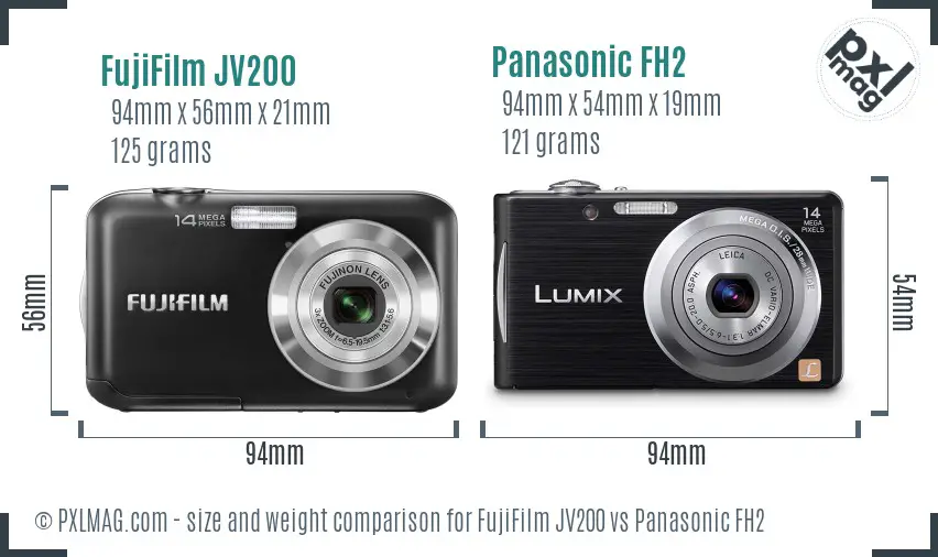 FujiFilm JV200 vs Panasonic FH2 size comparison