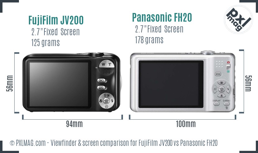 FujiFilm JV200 vs Panasonic FH20 Screen and Viewfinder comparison