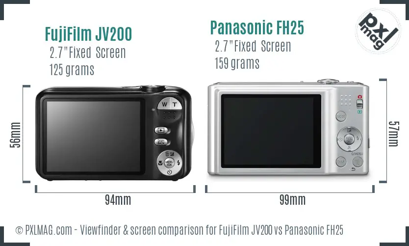 FujiFilm JV200 vs Panasonic FH25 Screen and Viewfinder comparison
