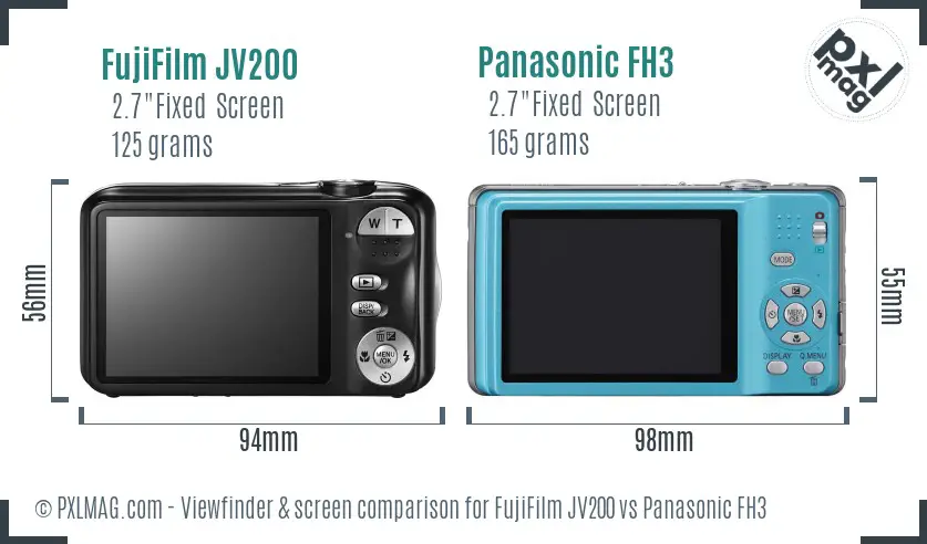 FujiFilm JV200 vs Panasonic FH3 Screen and Viewfinder comparison FujiFilm JV200 vs Panasonic FH3 Screen and Viewfinder comparison